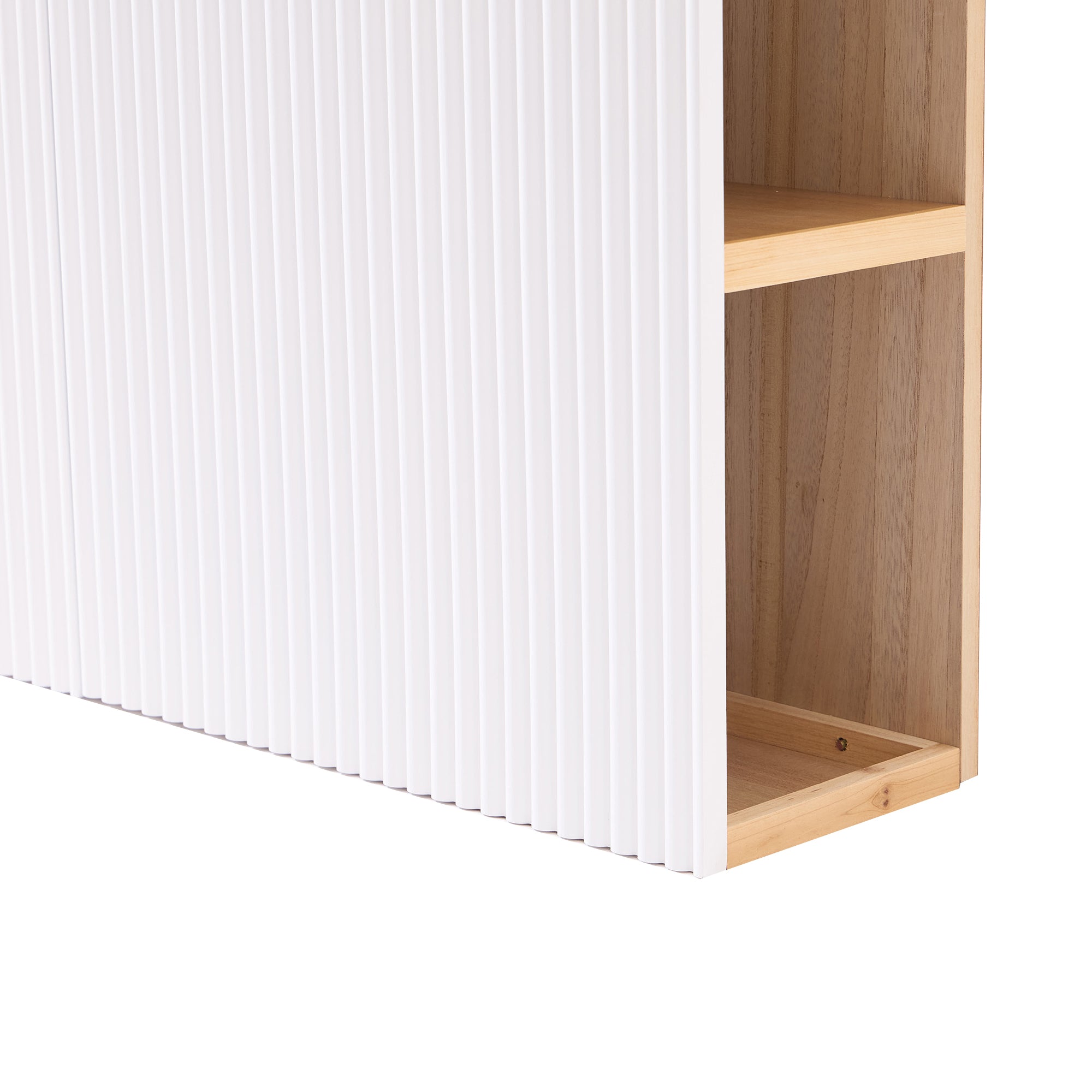 ESLOV - Wezgło łóżka 160 z drewna z białymi schowkami