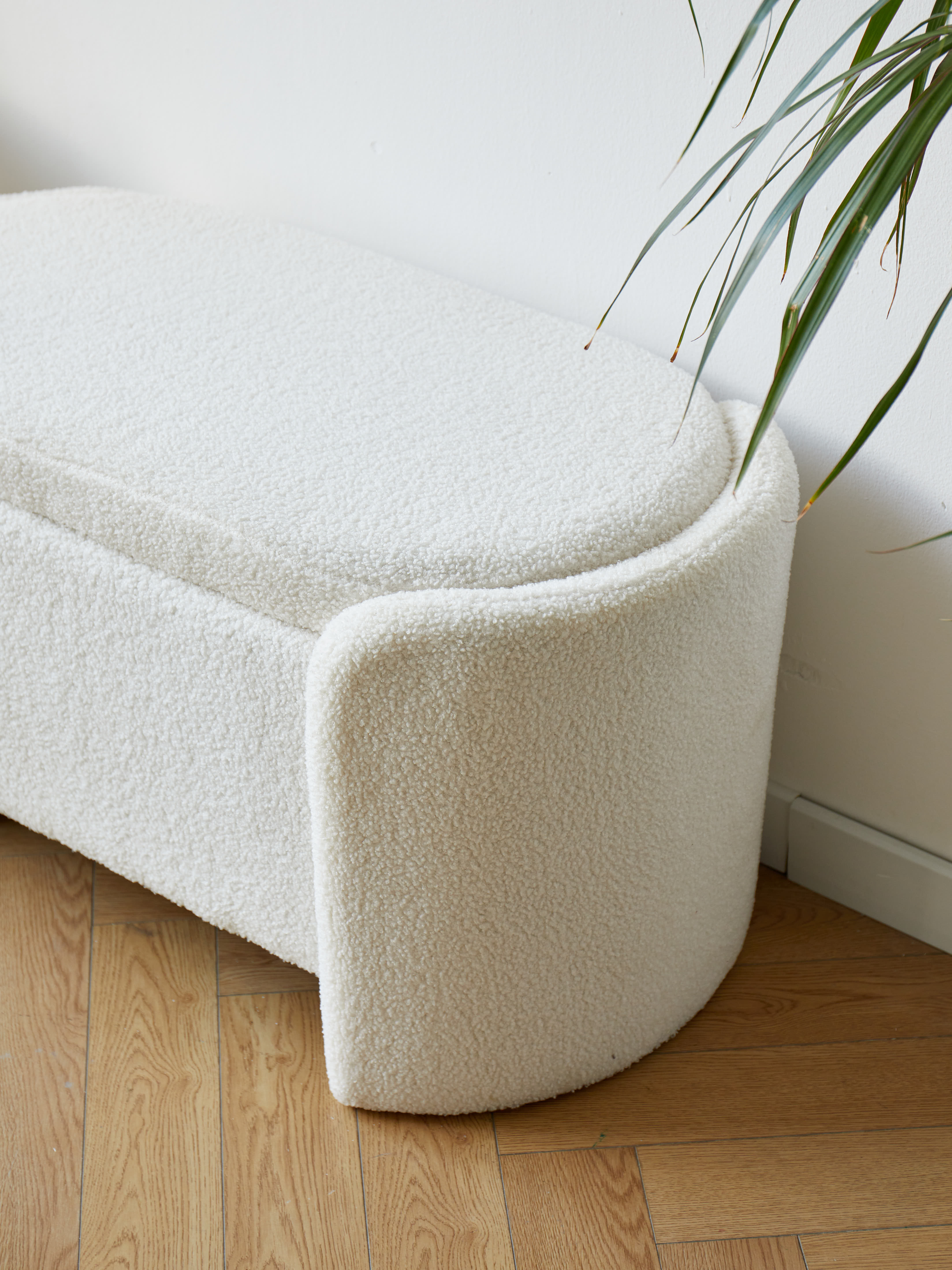 MOSS - Bench with White Bouclé Storage