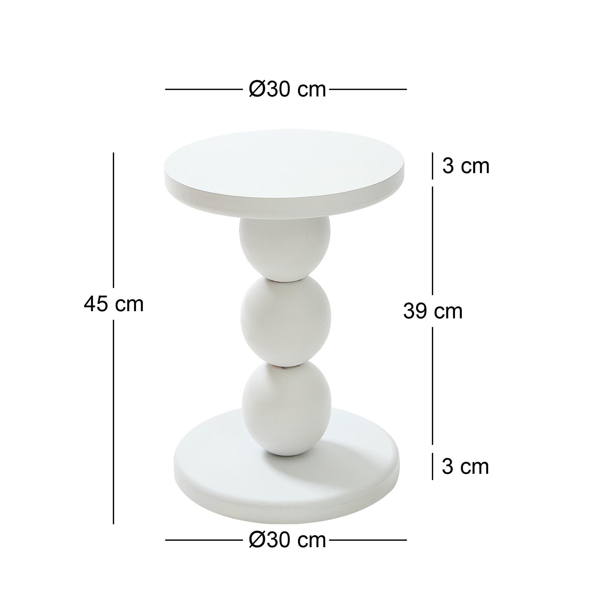 GAVLE – Okrągły stolik pomocniczy z białego drewna