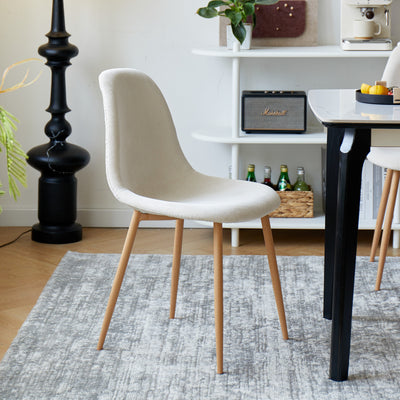 COPENHAGEN - Lot de 4 chaises en métal et velours côtelé beige