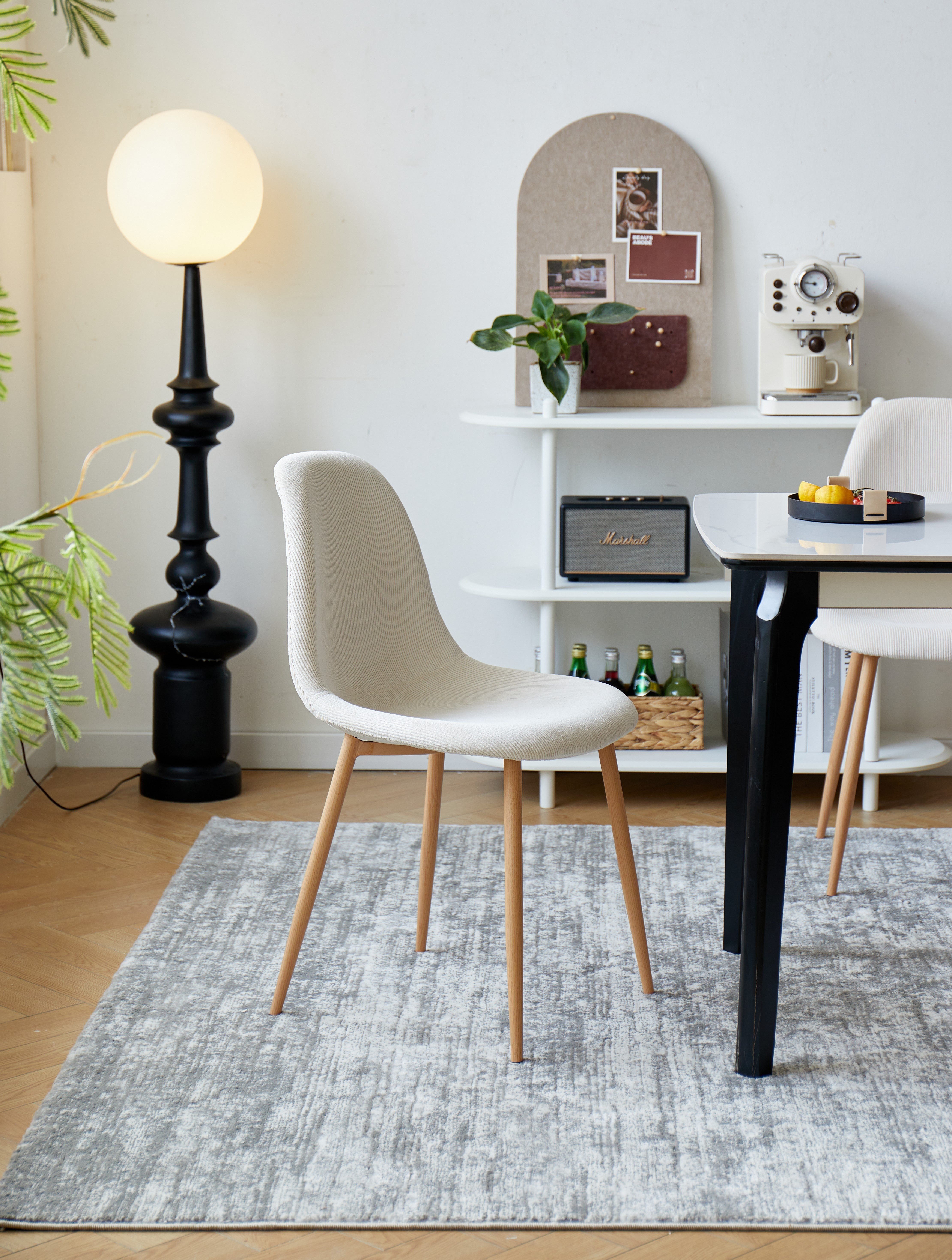 COPENHAGEN – Zestaw 4 krzeseł z metalu i beżowego sztruksu