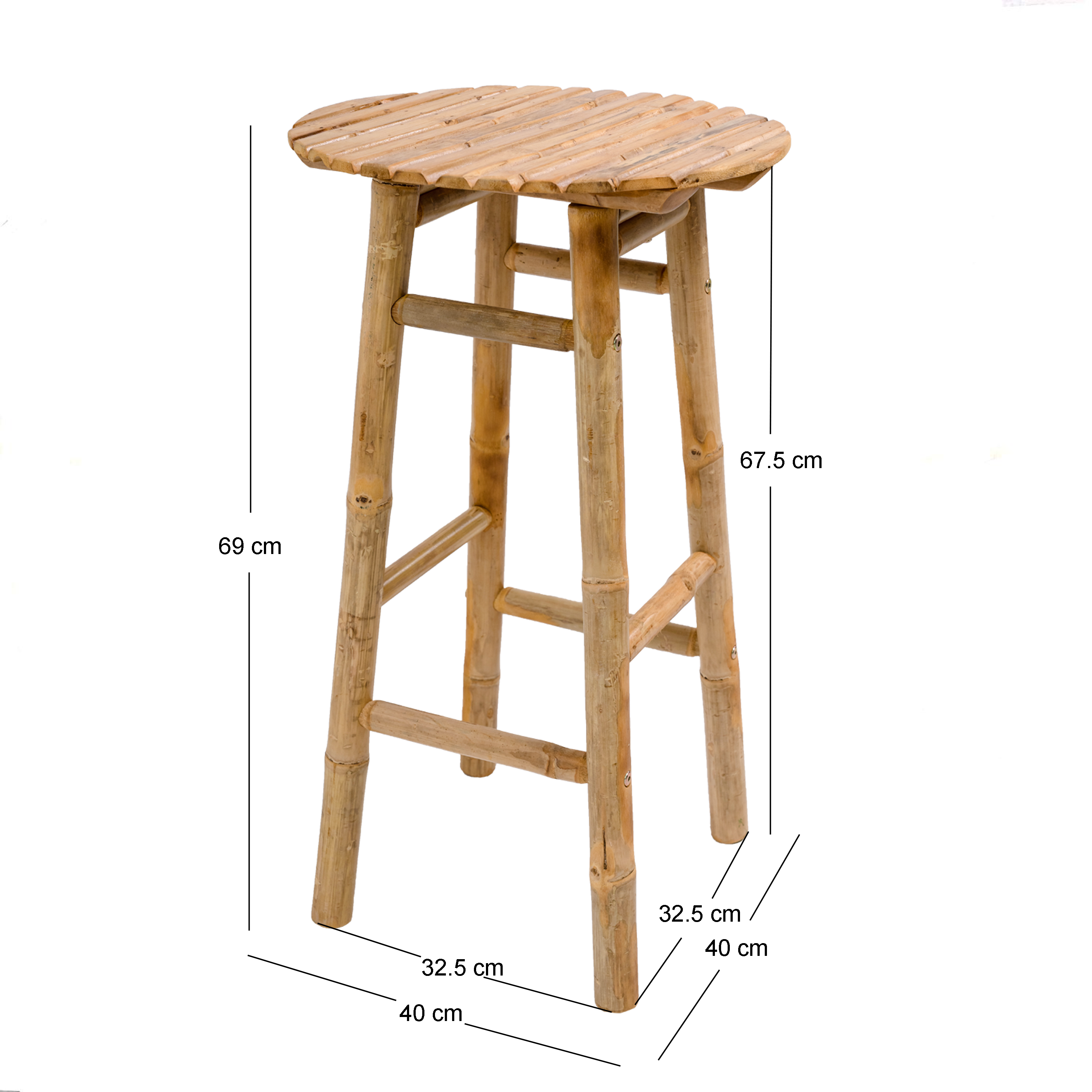 SAMARINA – Zestaw 2 stołków barowych z litego drewna bambusowego