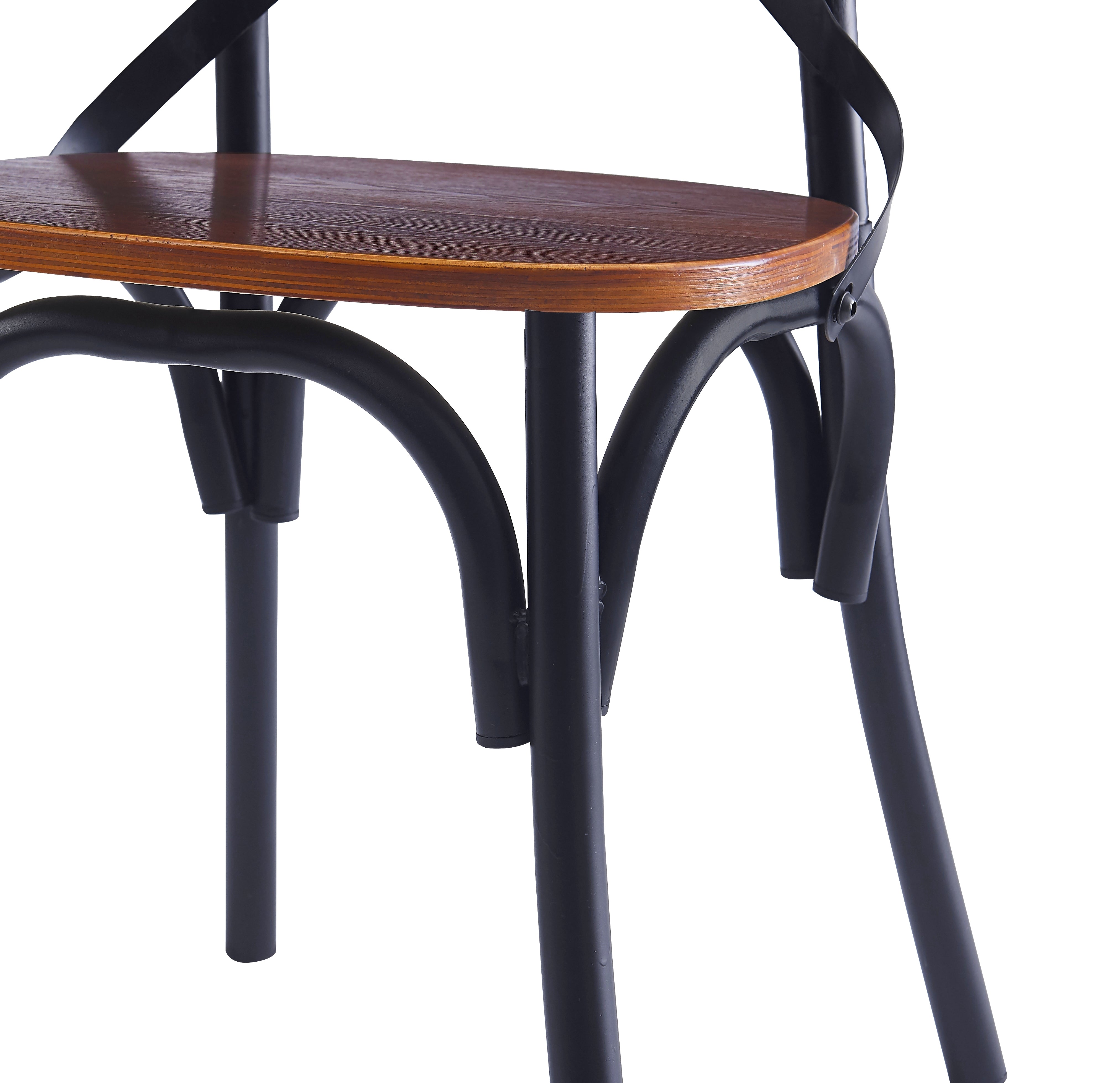 Zestaw 2 krzeseł industrialnych z metalu i brązowego jesionu