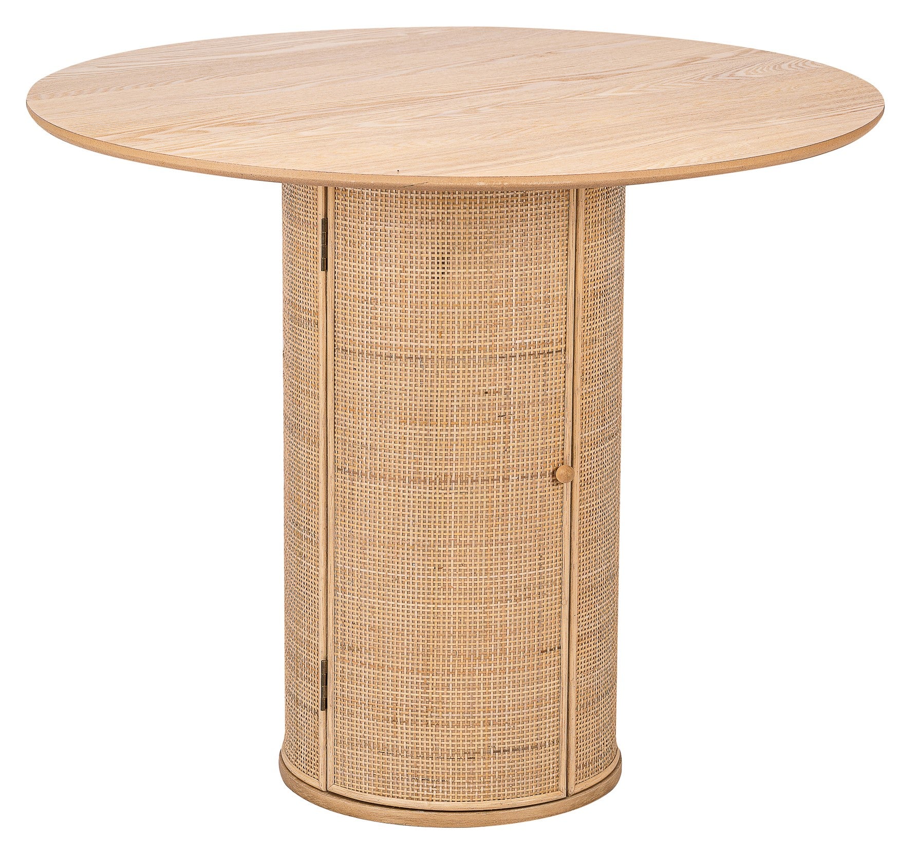 HAVANA – Okrągły stół do jadalni dla 4 osób, wykonany z litego drewna sosnowego i rattanuØ 90 cm