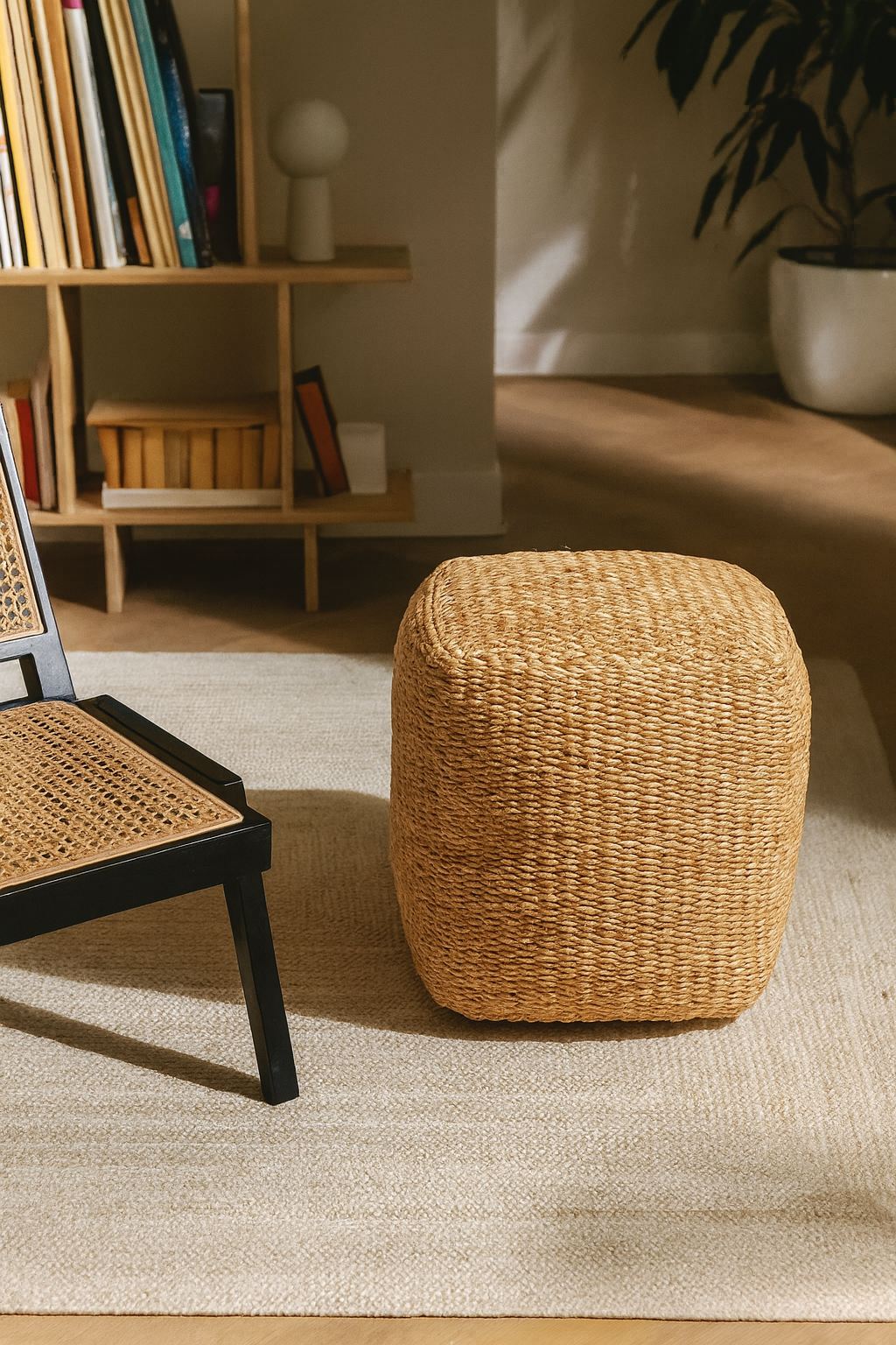 JENS - Pufa do sofy z naturalnej juty