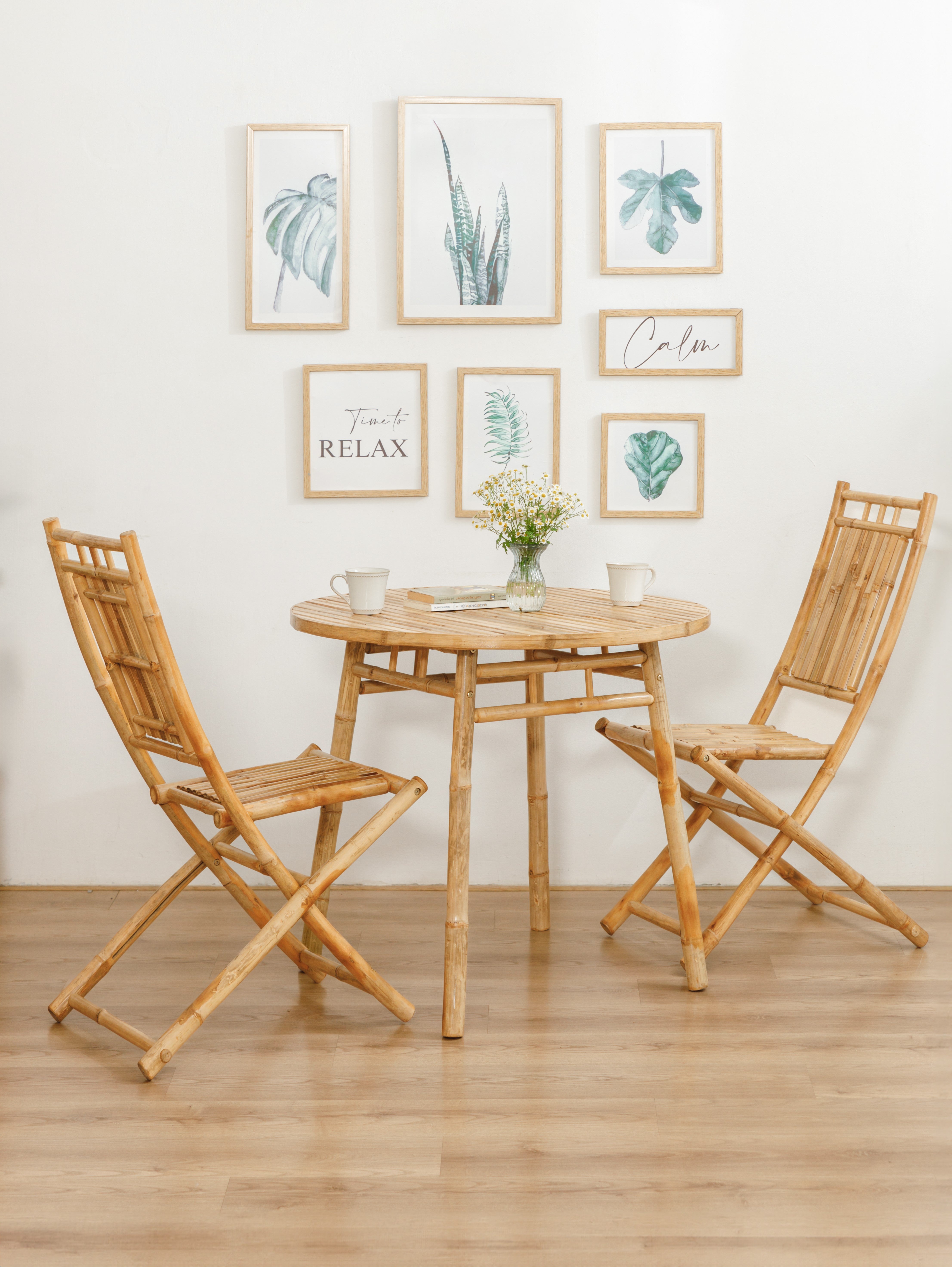 IPOH – Okrągły stół do jadalni dla 4 osób z litego bambusa D90