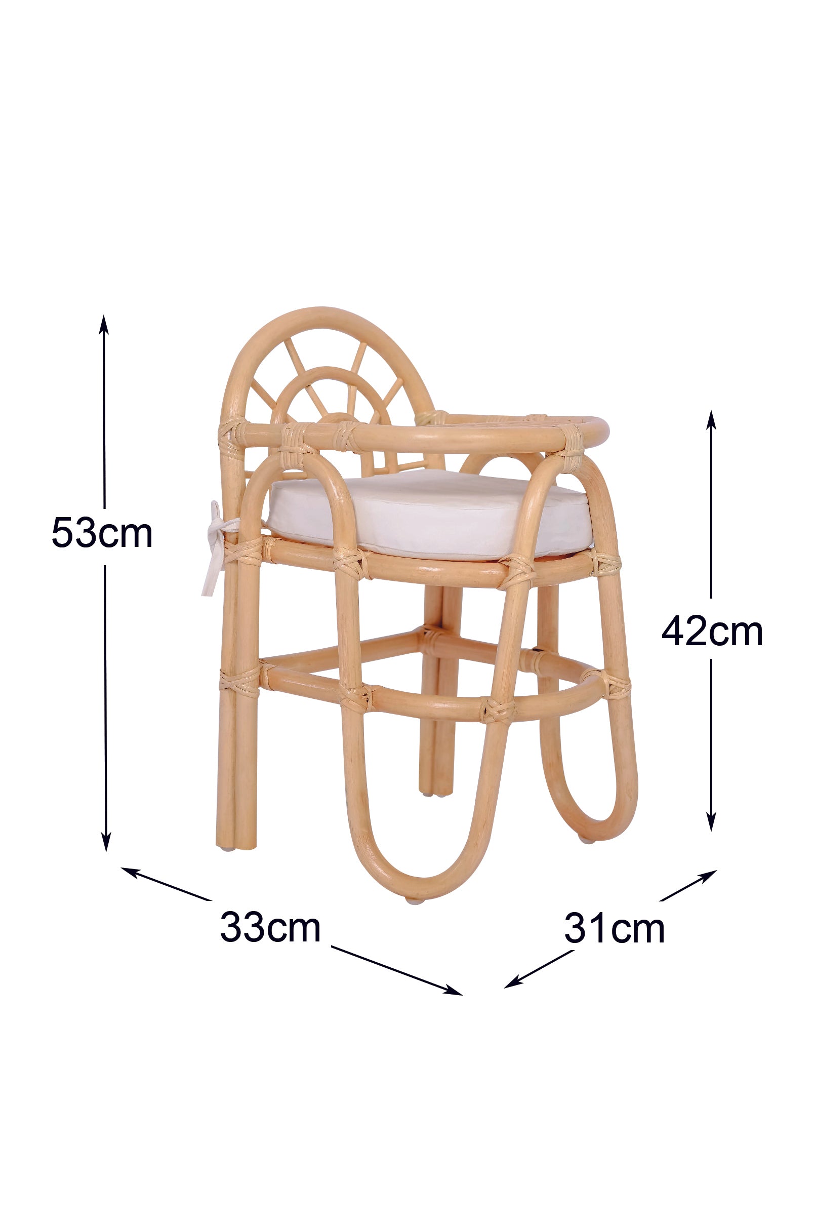 TANJUNG – Krzesełko do karmienia dla niemowląt z naturalnego rattanu