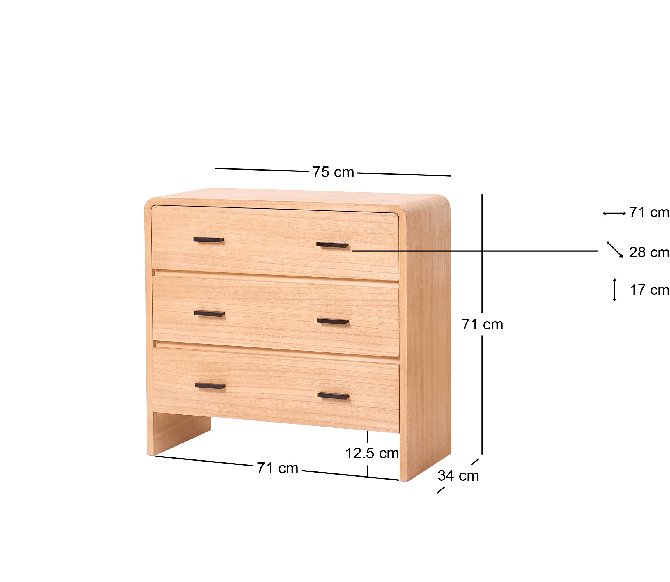 GETINGE – Drewniana komoda z 3 szufladami