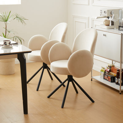 HELSINKI - Set van 2 Scandinavische eetkamerstoelen van metaal in beige fluweel