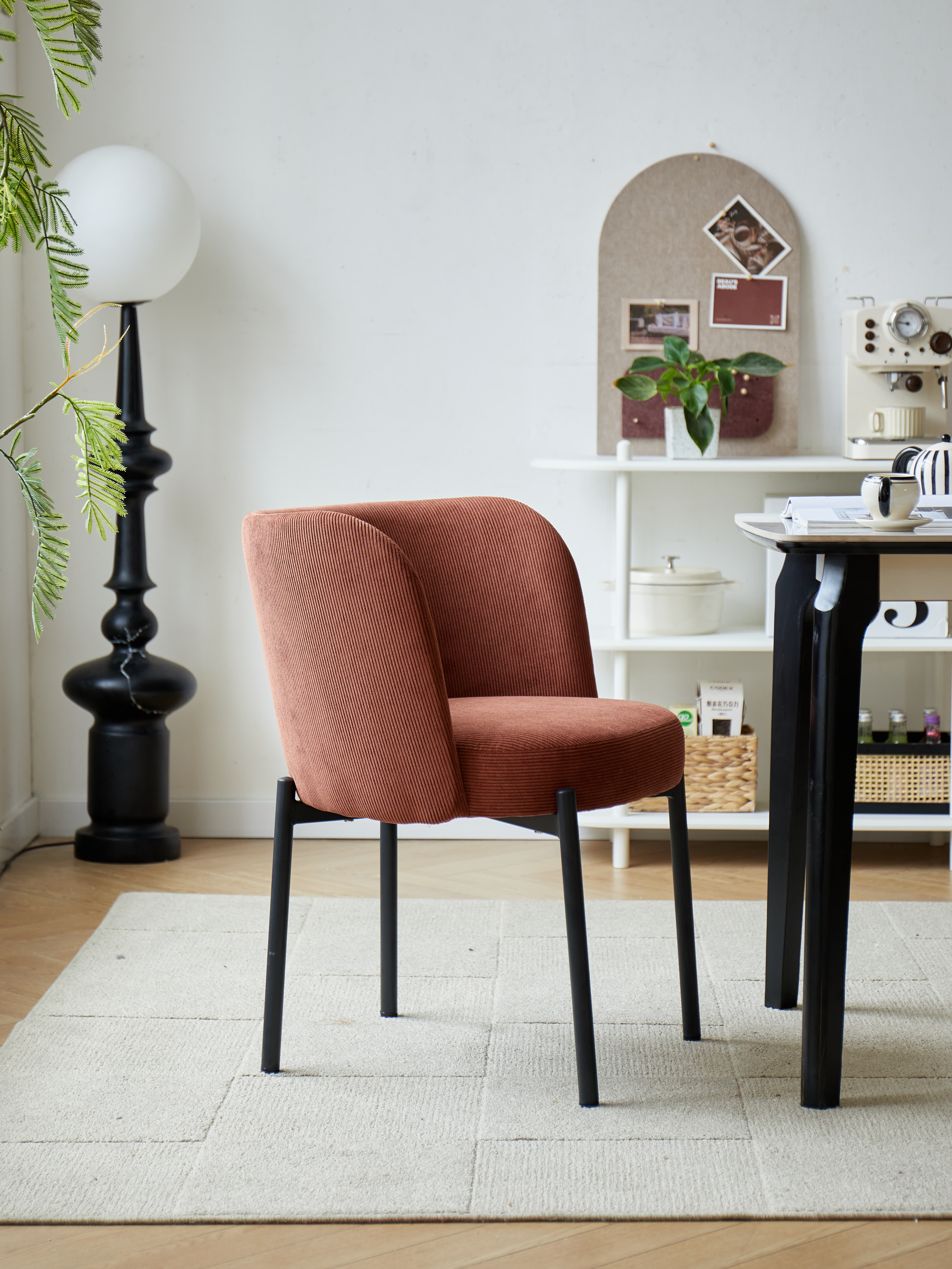 GRIMSTAD – Zestaw 2 skandynawskich krzeseł z metalu i sztruksu w kolorze terakoty