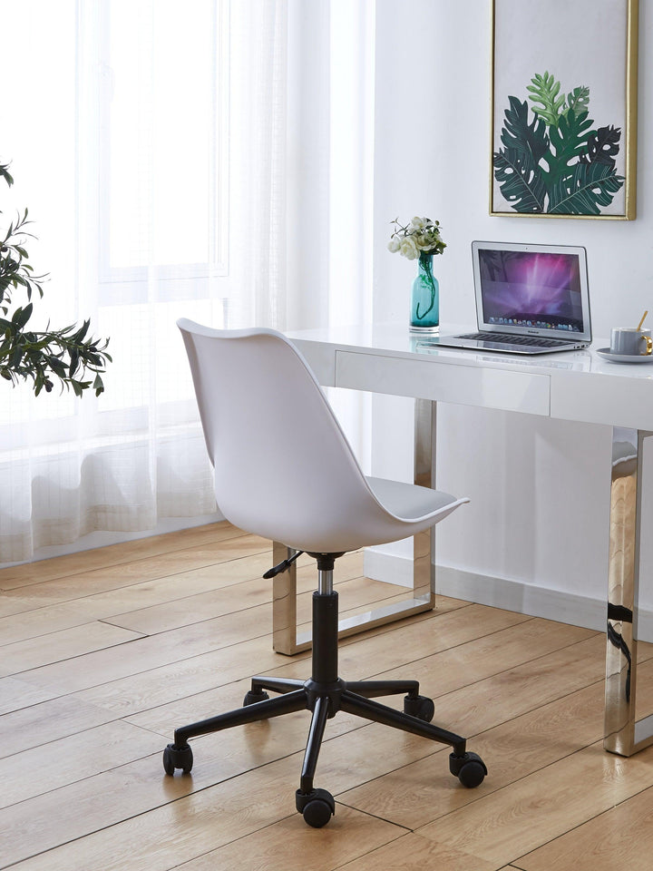 Chaise de bureau en polypropylène et simili blanc