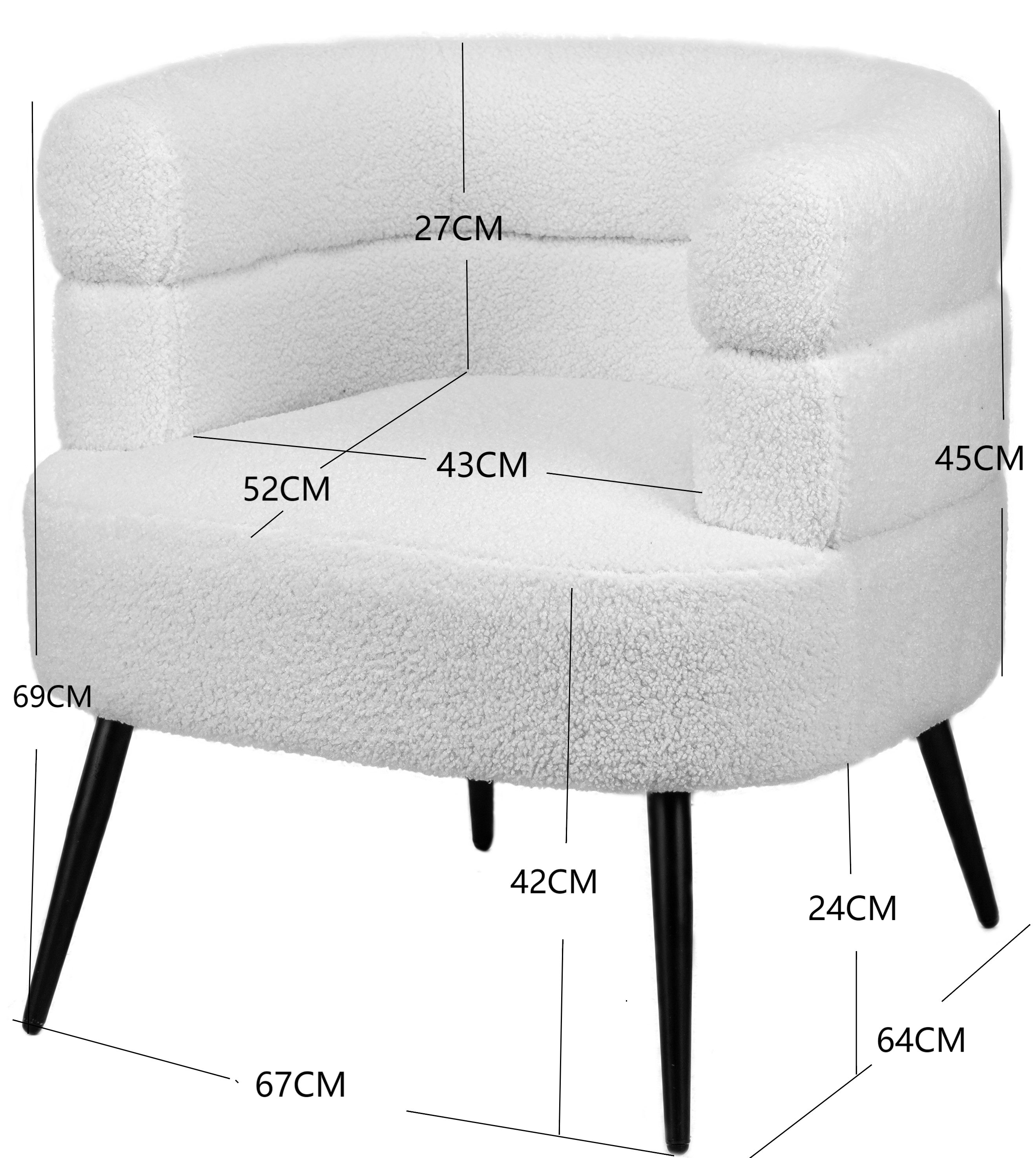 KORGEN – Fotel salonowy z metalu i białych pętelek