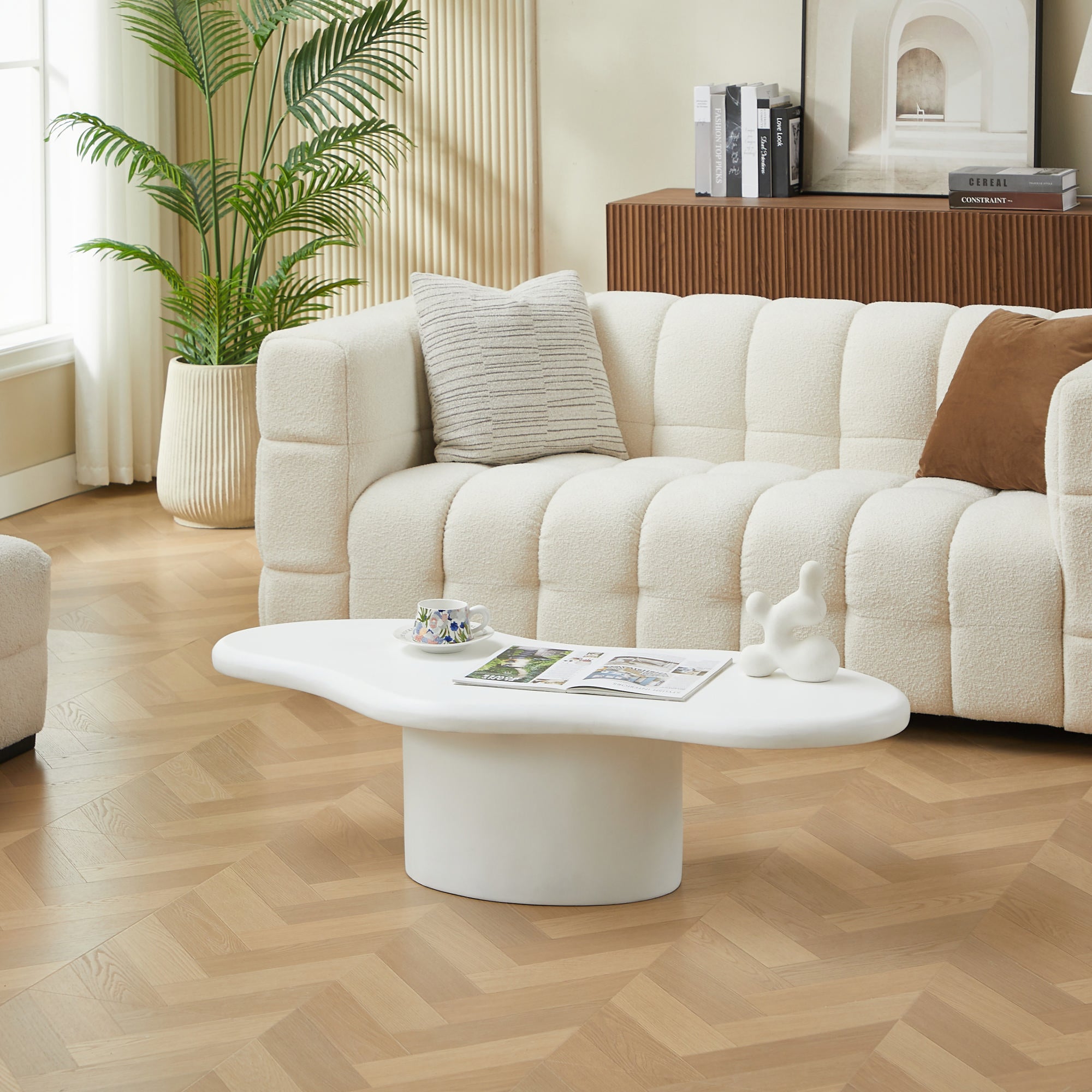 TORNIO – stolik kawowy do wnętrz i na zewnątrz z białego magnezytu