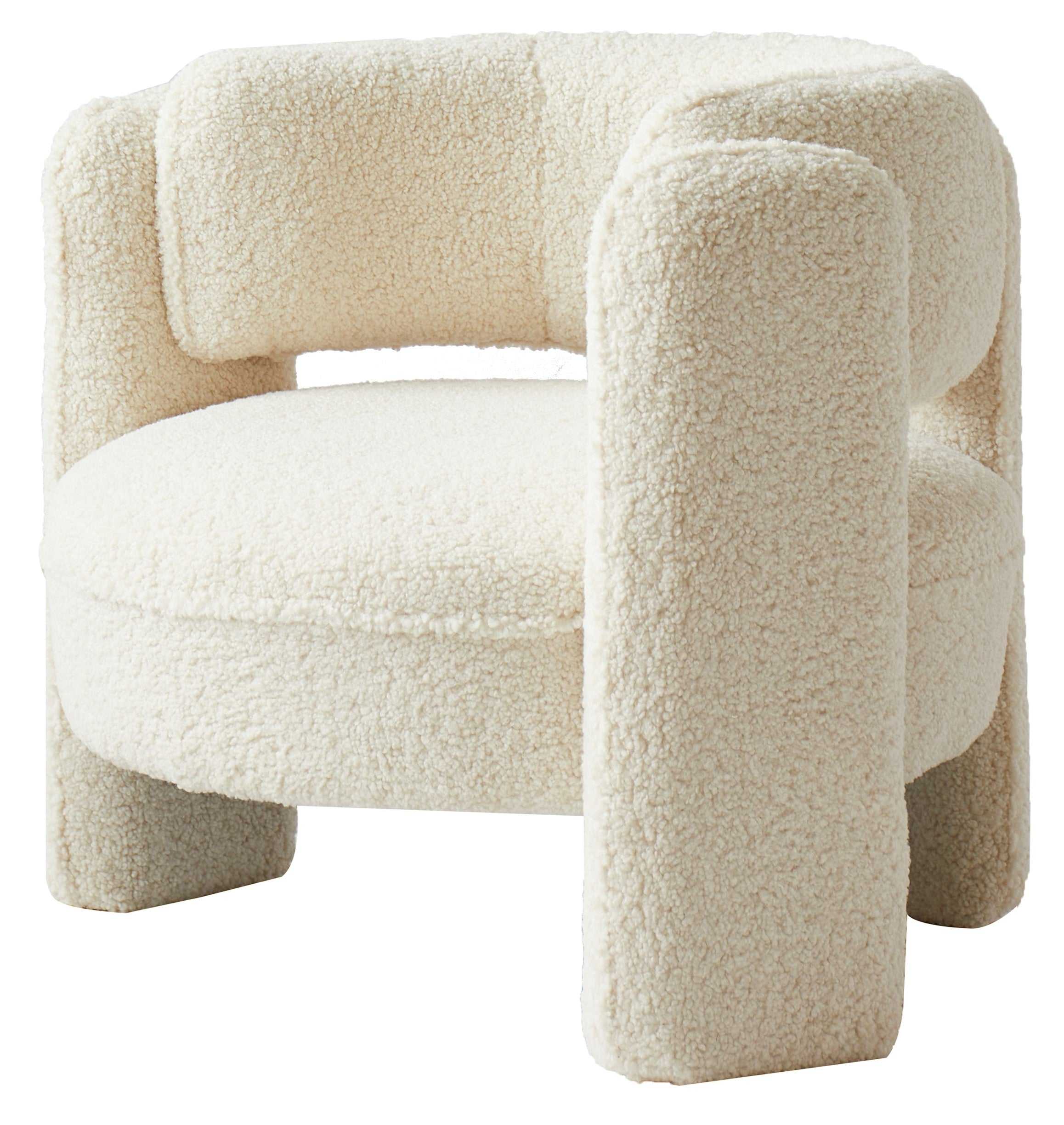BANGUI - Fauteuil de salon en bouclettes blanches