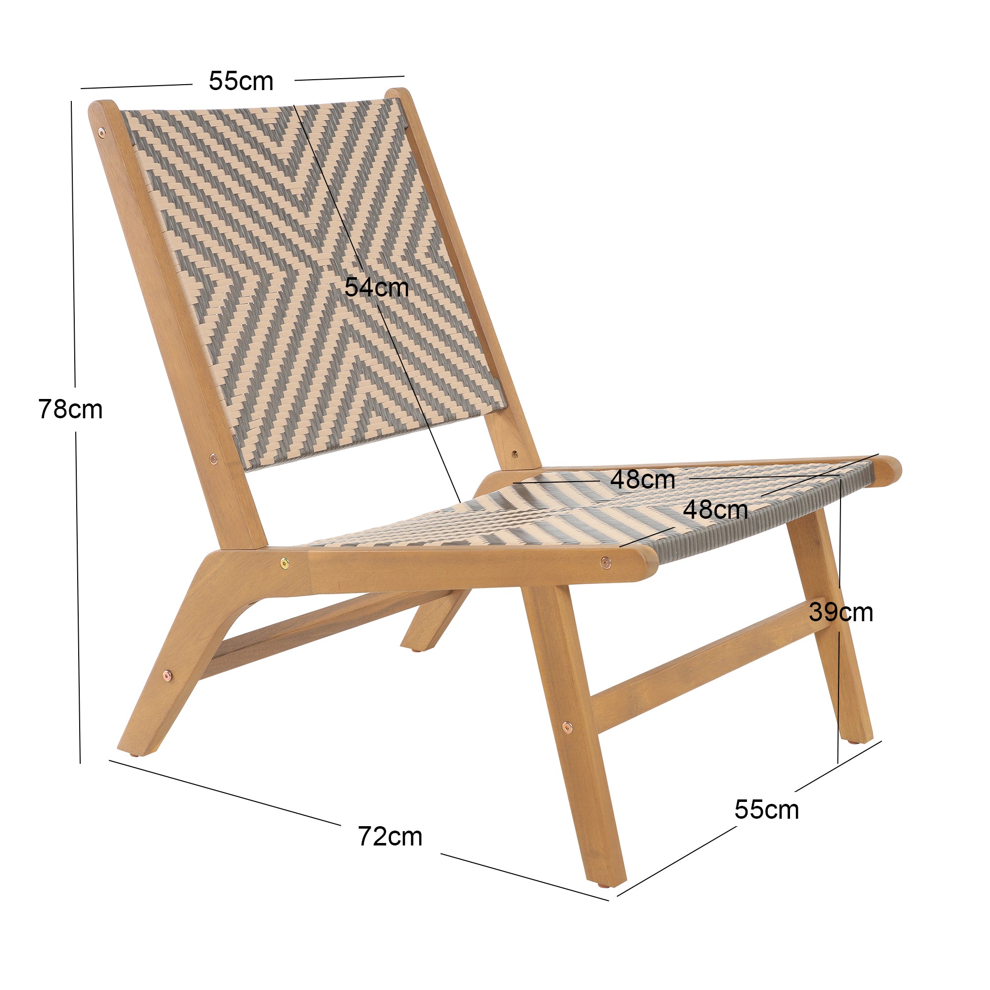 AGUILARES – Fotel do wnętrz i na zewnątrz z litego drewna akacjowego i włókien