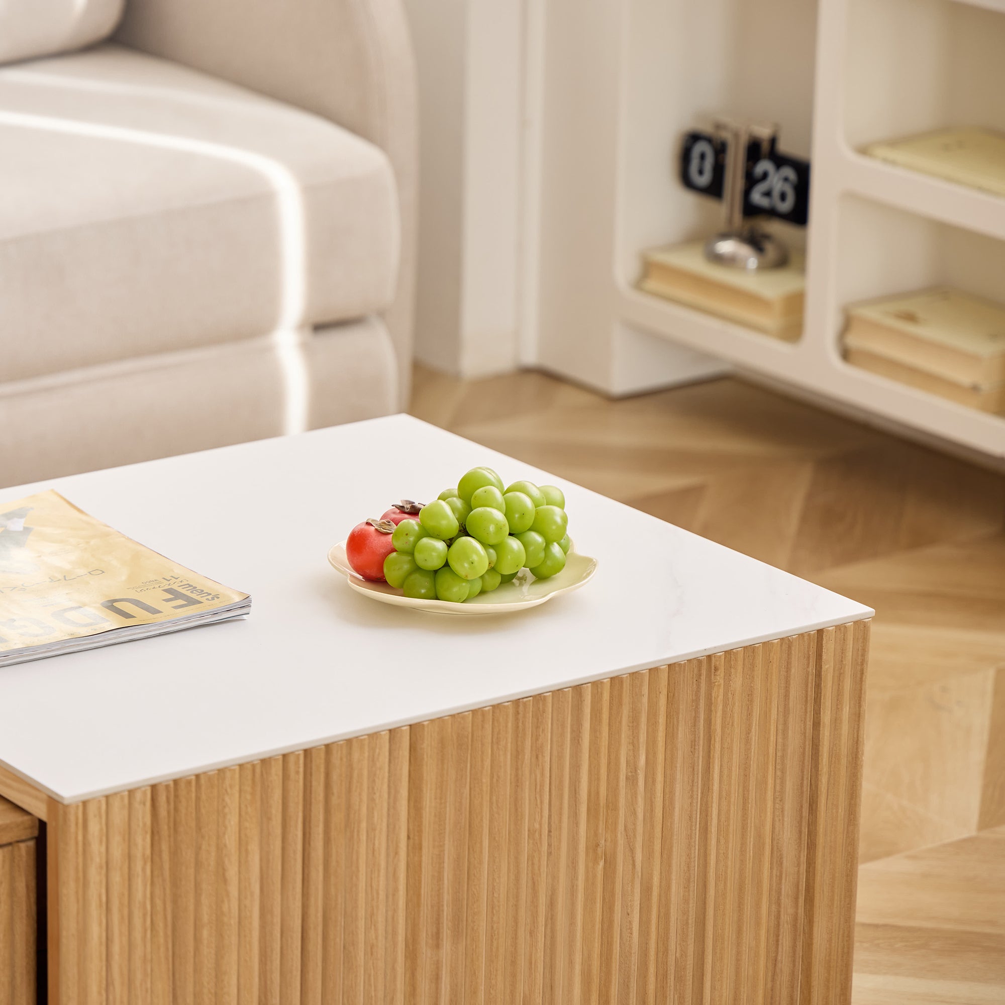 TROMSO – Zestaw 2 stolików kawowych z drewna z efektem marmuru