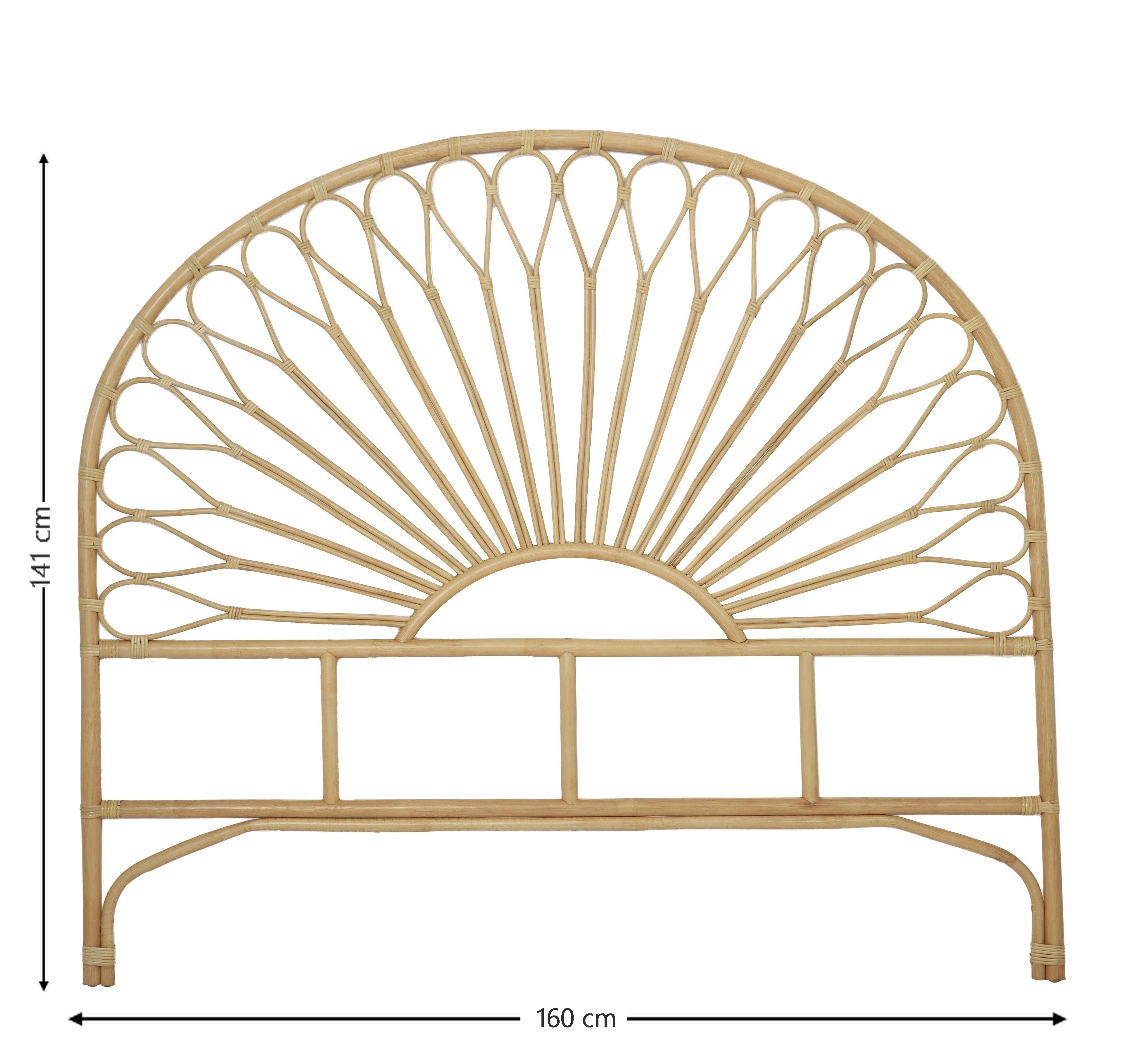 BACAN - Zagłówek łóżka 160 cm z naturalnego rattanu