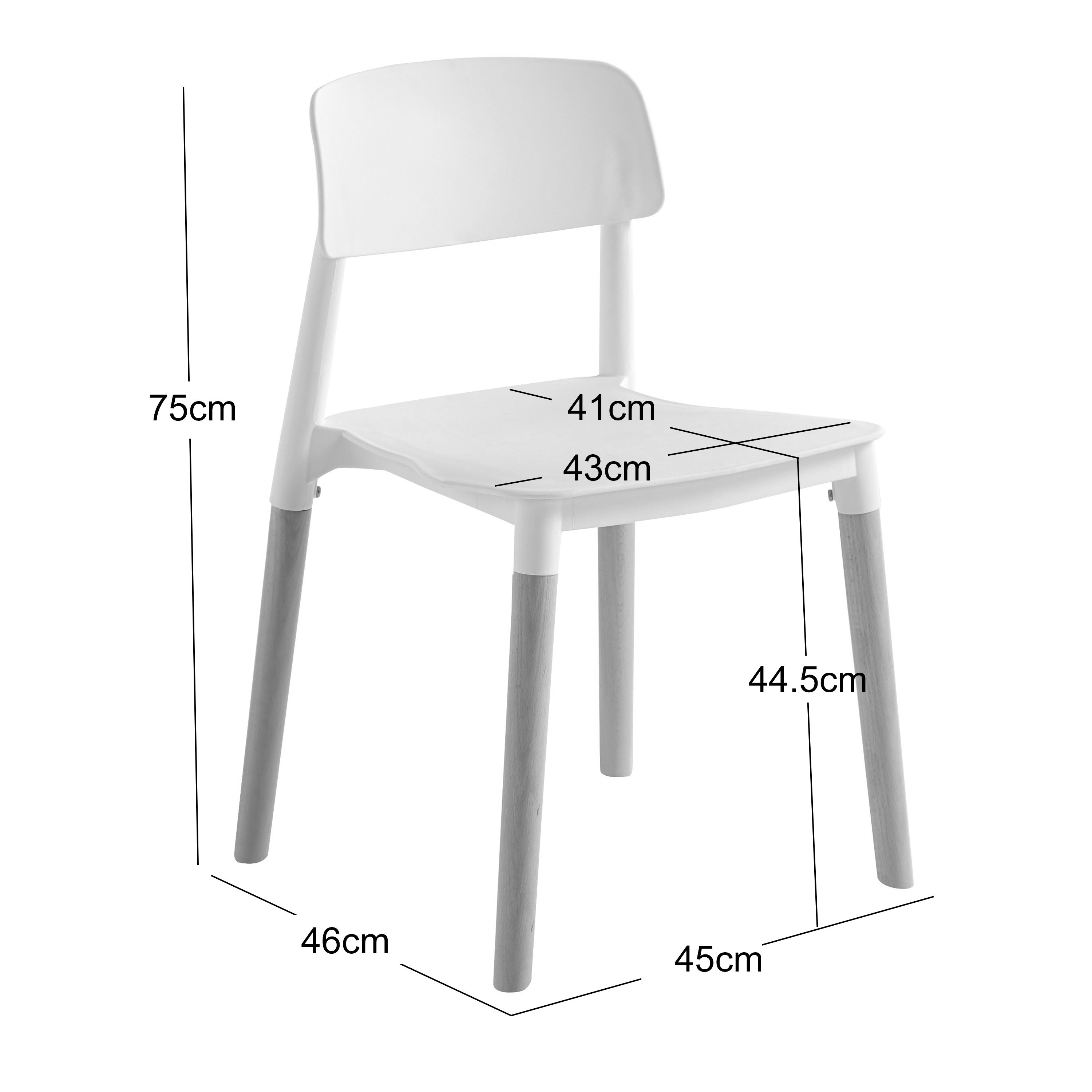 SORO – Zestaw 4 skandynawskich krzeseł z drewna i czarnego polipropylenu