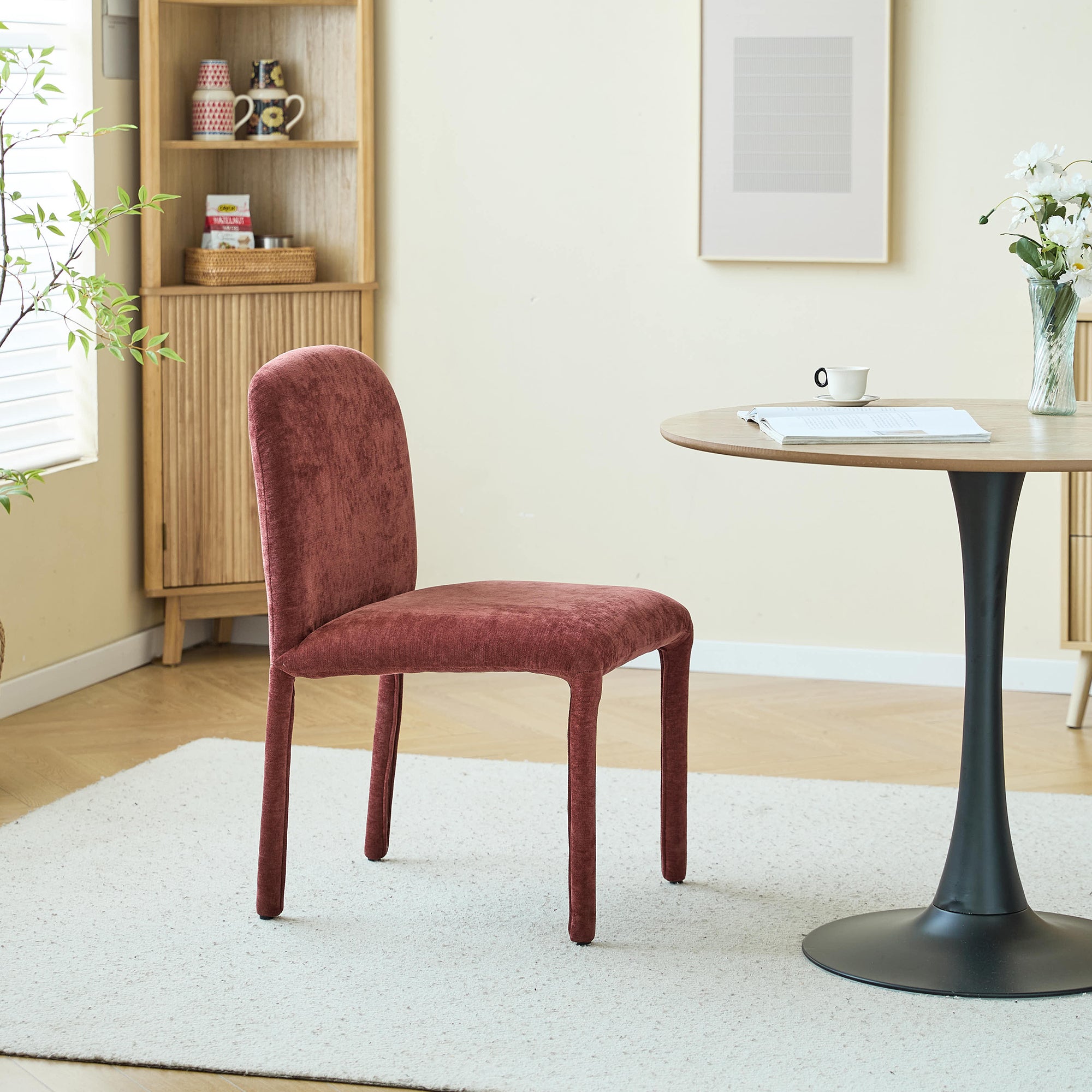 SMOLA - Lot de 2 chaises scandinaves en tissu terracotta