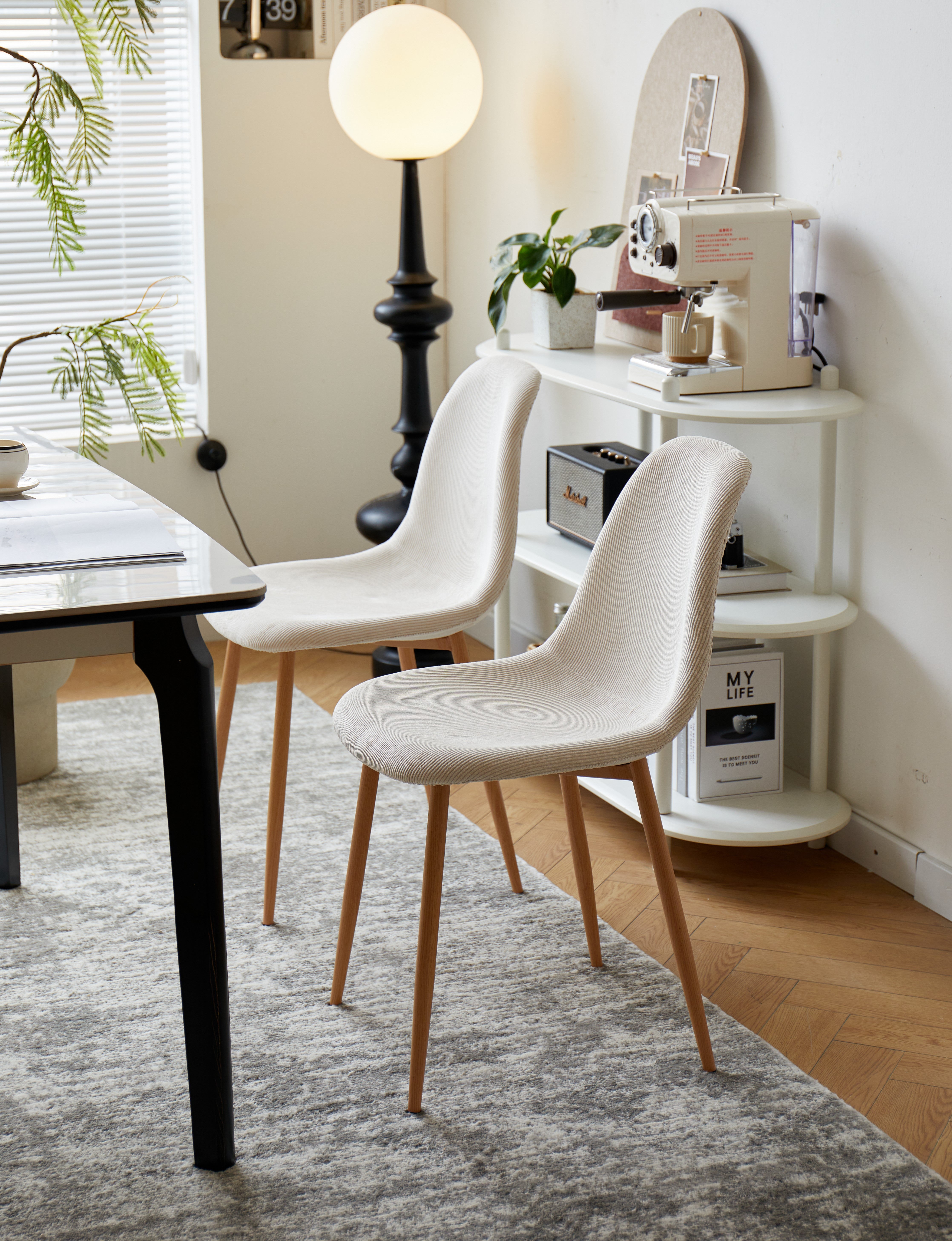 COPENHAGEN – Zestaw 4 krzeseł z metalu i beżowego sztruksu