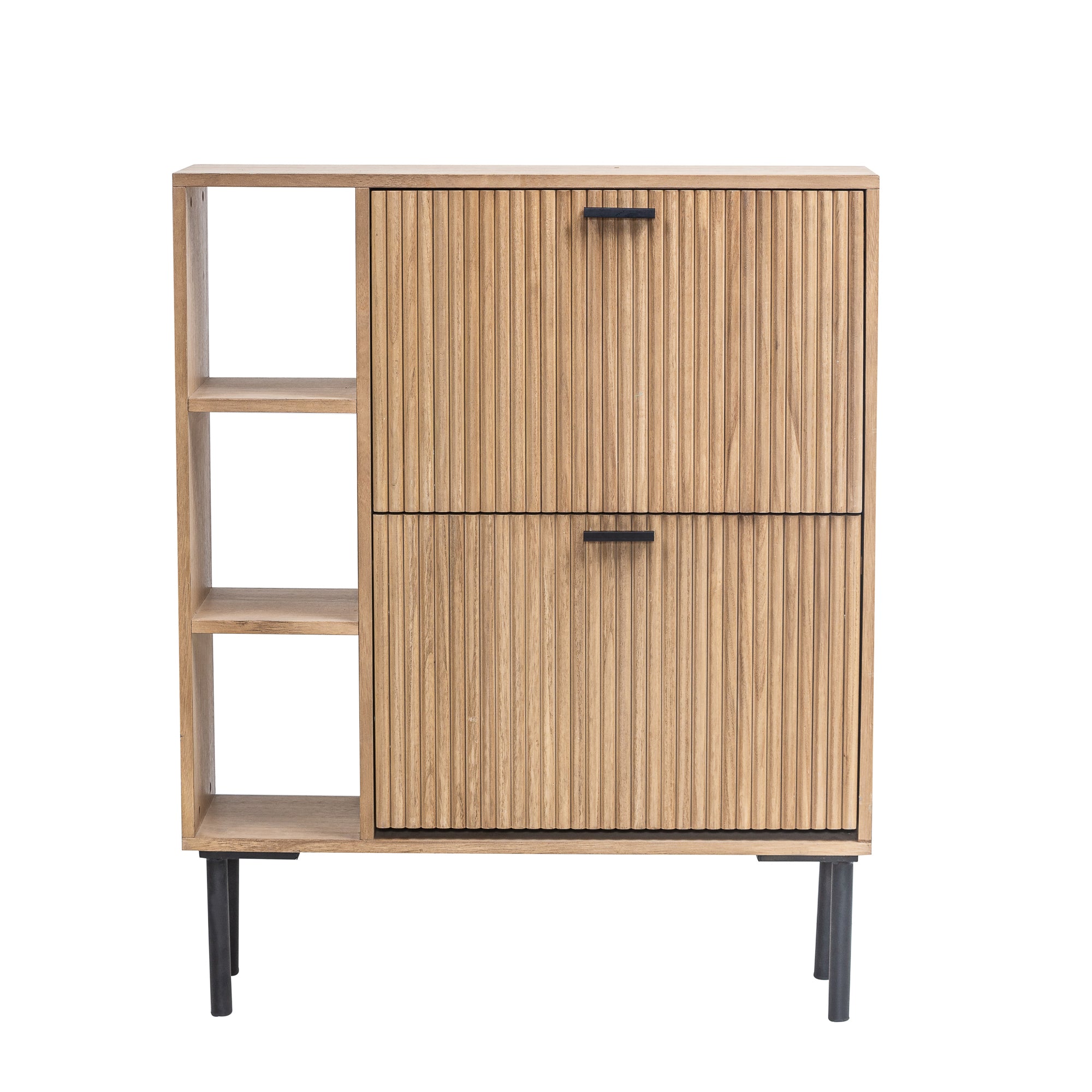 Szafka na buty z 2 szufladami, wykonana z drewna i metalu