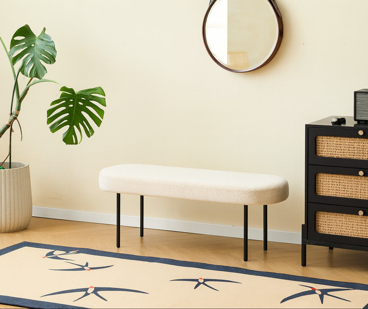 OSLO – Ławka metalowa z białymi pętelkami