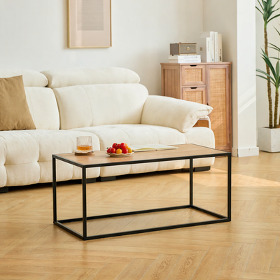 MONROE - Tavolino da salotto in legno e metallo nero, stile industriale