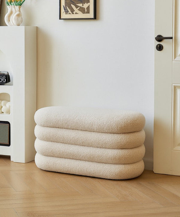 UPPSALA - Banc avec rangement en bouclettes blanches