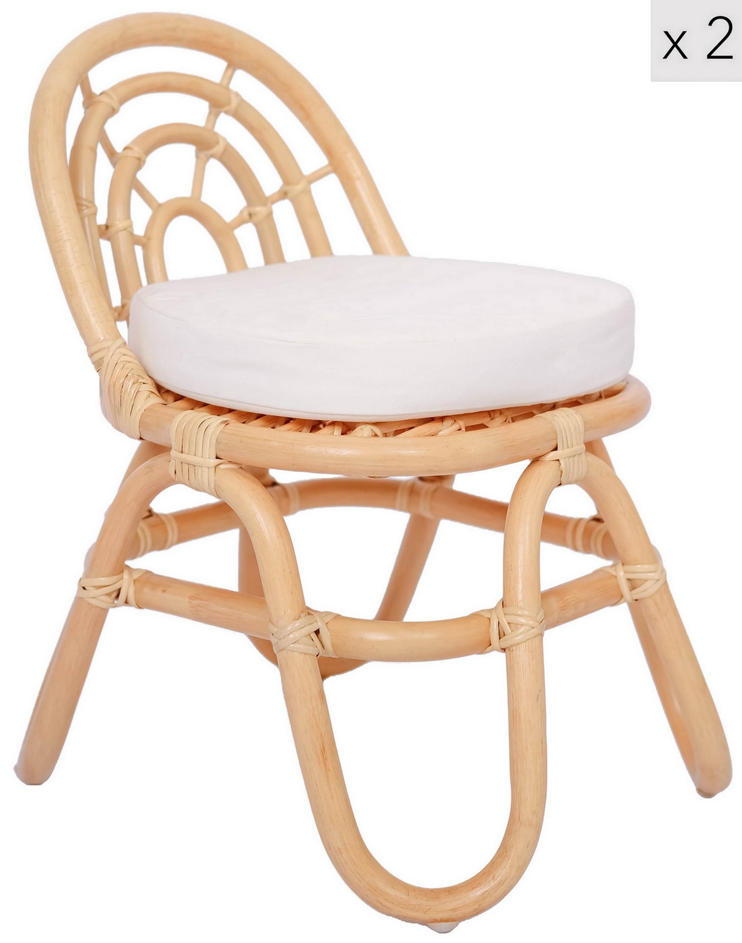 PULAU - Zestaw 2 krzeseł dla dzieci z naturalnego rattanu