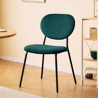 SUZUKA - Set van 2 Scandinavische stoelen van metaal en groen fluweel