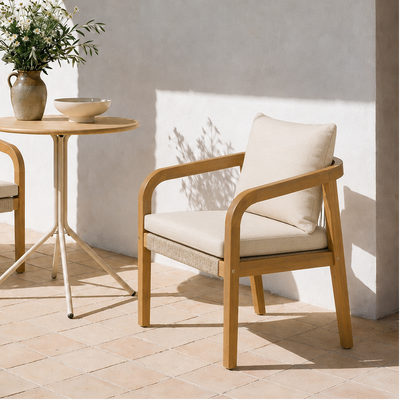 DELGADO - Set di 2 sedie da giardino in legno massiccio e tessuto beige
