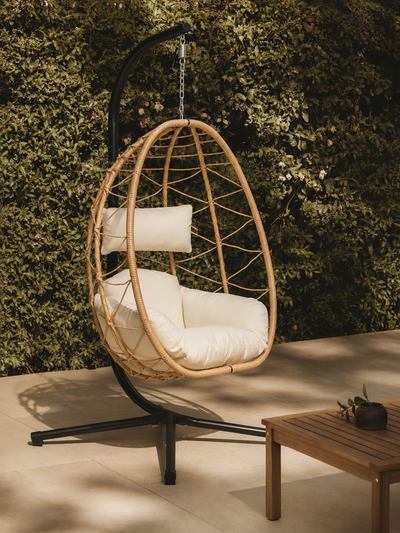 VENICE - Hanging Rattan and Brown Metal Armchair
