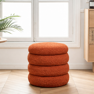 FLOKKE - Pouf bouclé terracotta in stile scandinavo