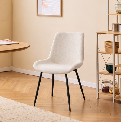 KOGE - Set di 2 sedie in metallo e tessuto beige