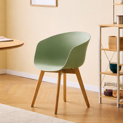 ALBORG - Lot de 4 chaises scandinaves en bois et polypropylène vert menthe