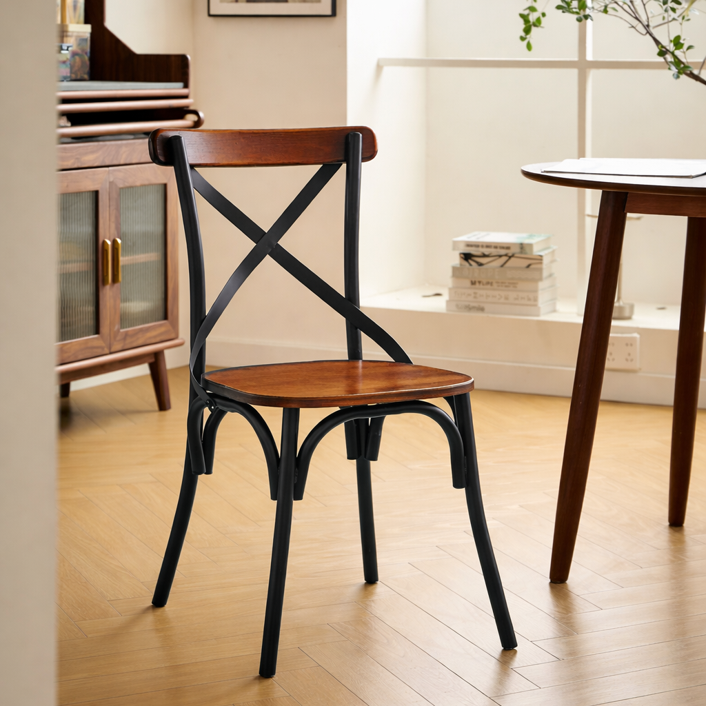 HOWARD - Set of 2 Industrial Chairs in Metal and Natural Ash – Nordlys