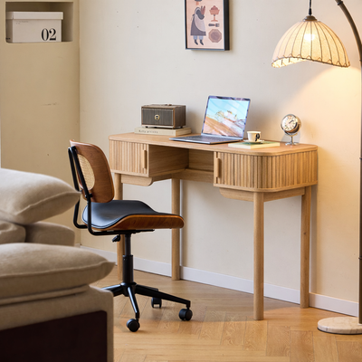 TOYAMA - Bureau met 2 deuren van essen hout