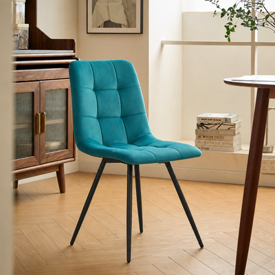 BJORN - Set di 2 sedie in metallo e velluto blu ottanio