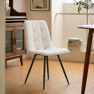 BJORN - Set di 2 sedie in metallo e tessuto beige
