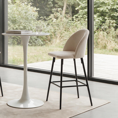NILSSON - Lot de 2 tabourets de bar en métal et bouclettes blanches