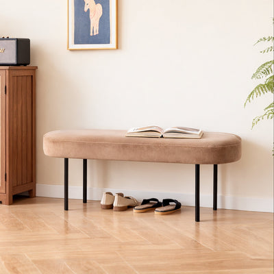 OSLO - Panca in metallo e velluto beige