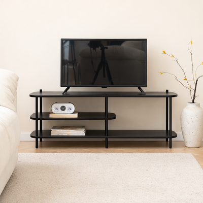 COLEMAN - Moderne TV-meubel van metaal en zwart hout