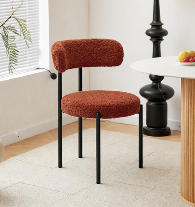 LARS - Set di 2 sedie scandinave in metallo e tessuto bouclé terracotta