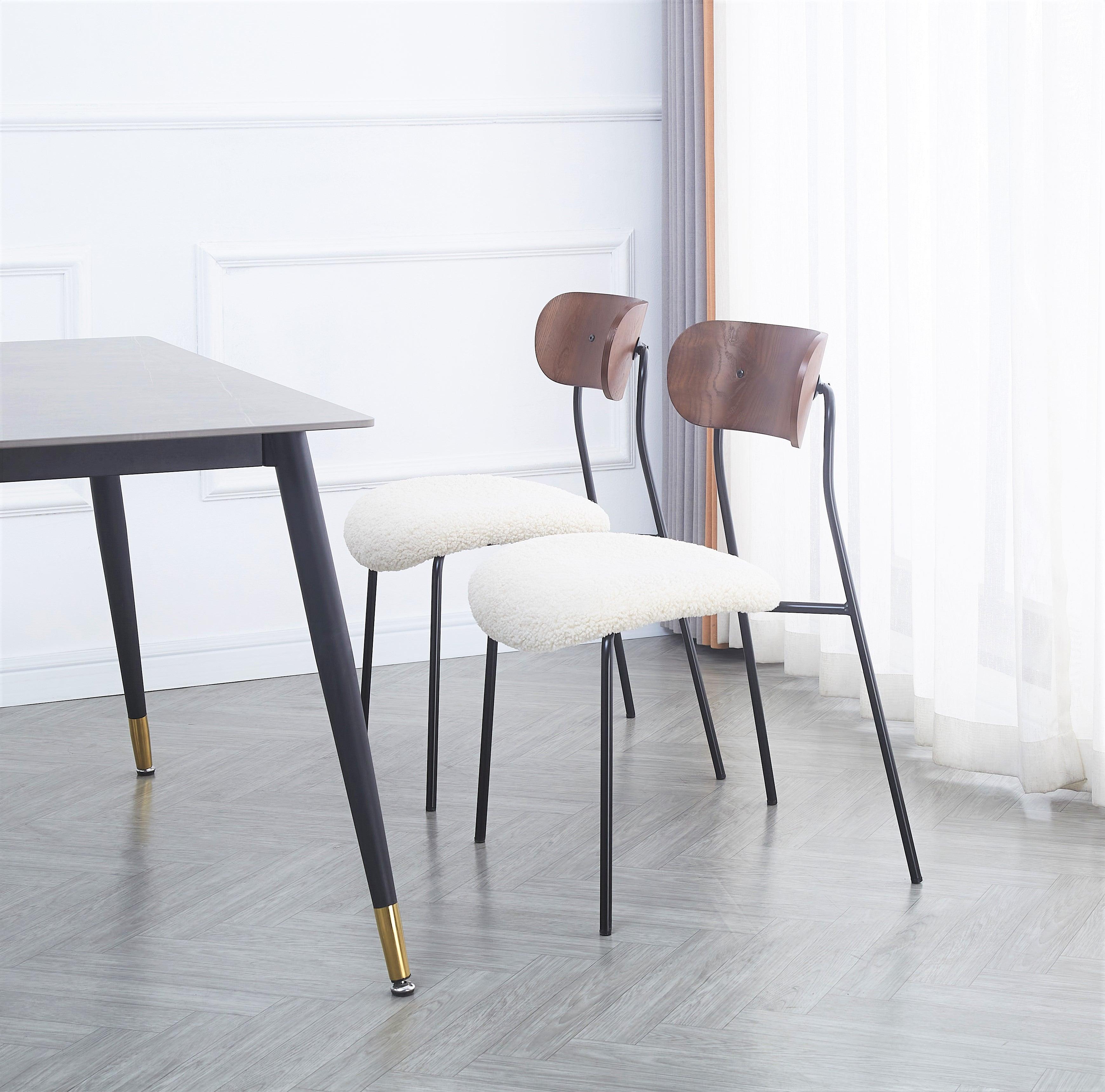 Esszimmerstühle (2er Set) aus Metall und Bouclé Weiß