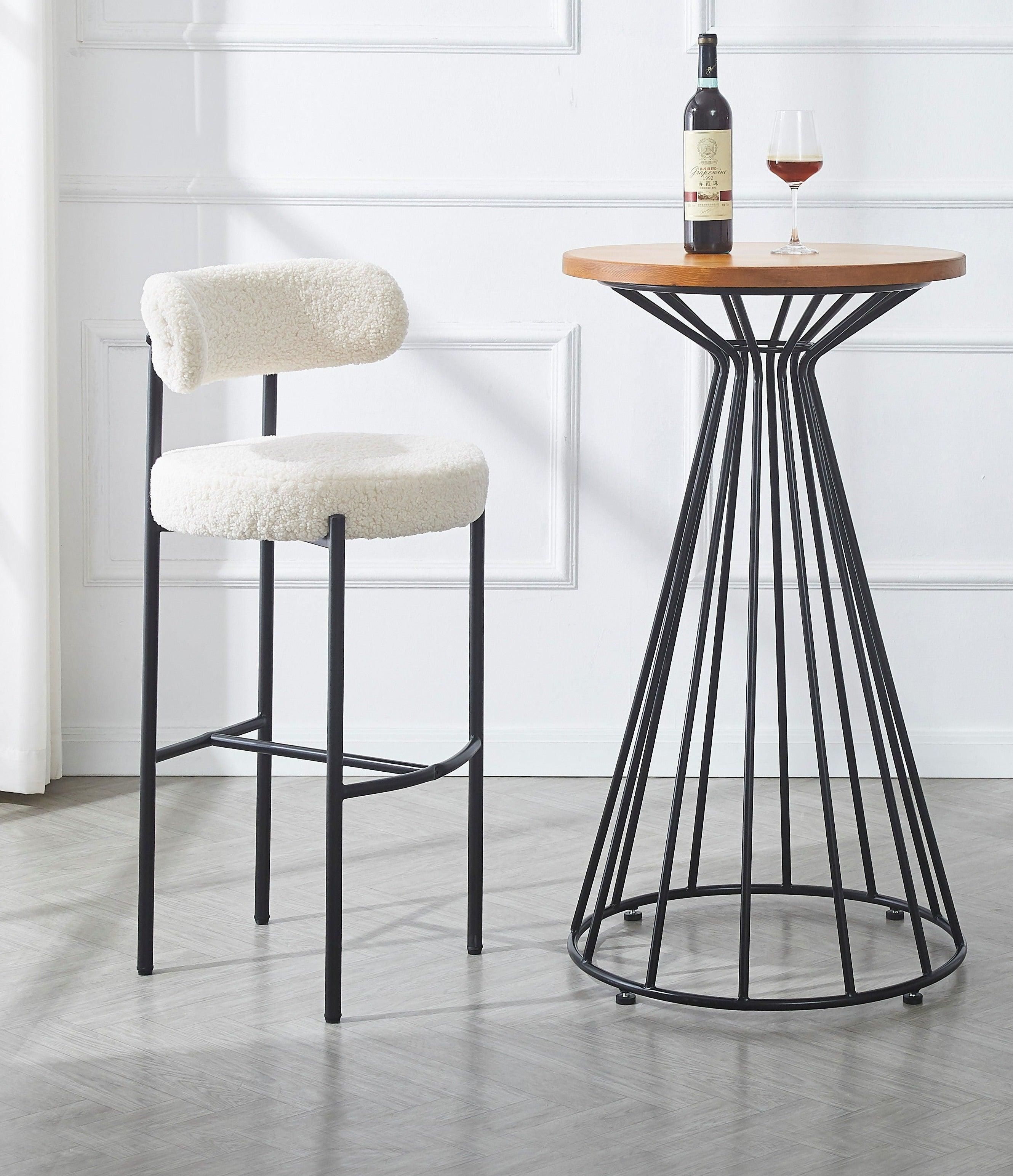 Zestaw 2 stołków barowych z metalu i białymi pętelkami