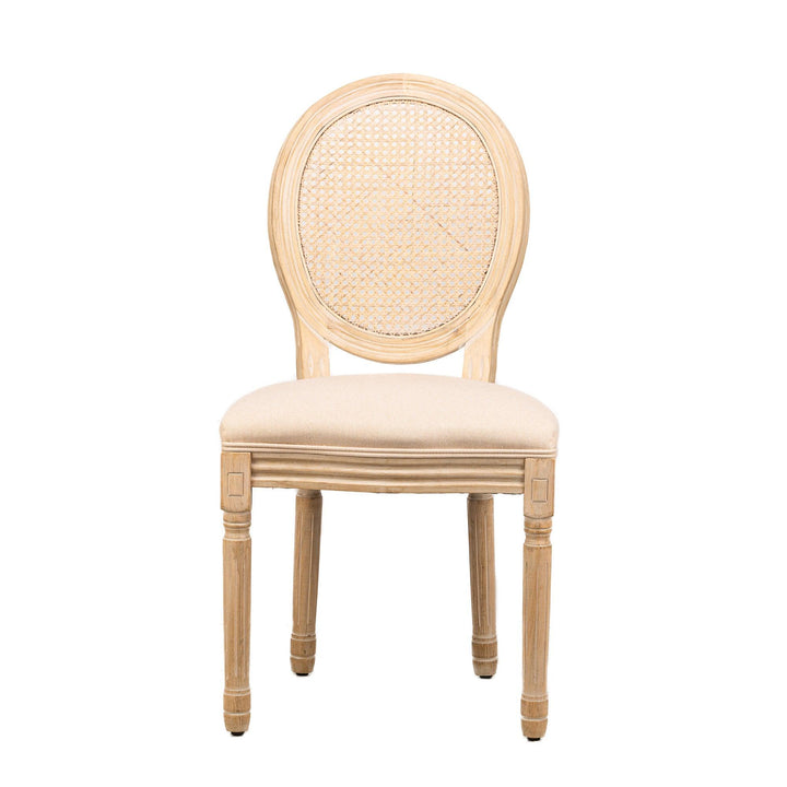 Lot de 2 chaises en bois avec assise en tissu beige