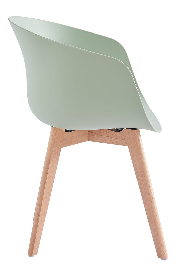 Lot de 4 chaises scandinaves en bois et polypropylène vert menthe