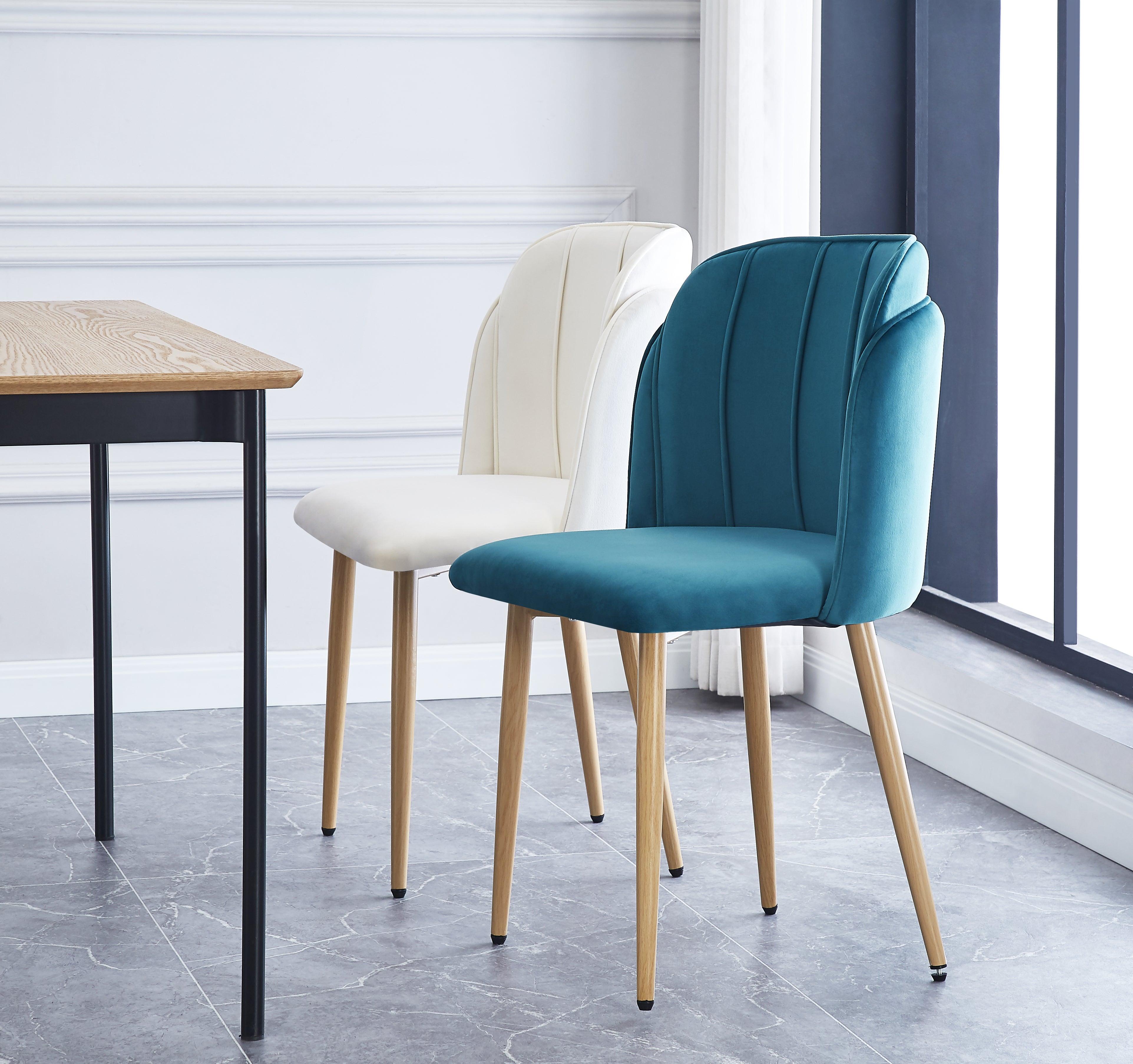 Zestaw 2 krzeseł z metalu imitującego drewno i tkaniny w kolorze niebieskim