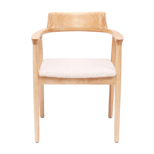 Lot de 2 chaises en bois massif avec accoudoirs et bouclettes blanches