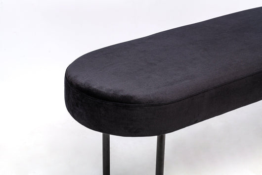 Banc en métal et velours noir
